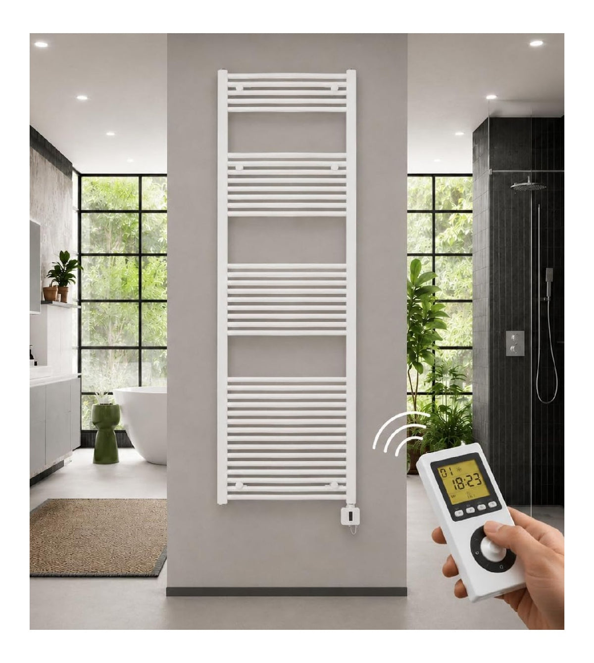 Seche-serviettes electrique pre-rempli 1775x600 mm blanc
