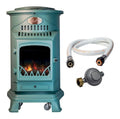 Poele gaz fonte verte 3,4kW effet feu bois mobile 40-80m2