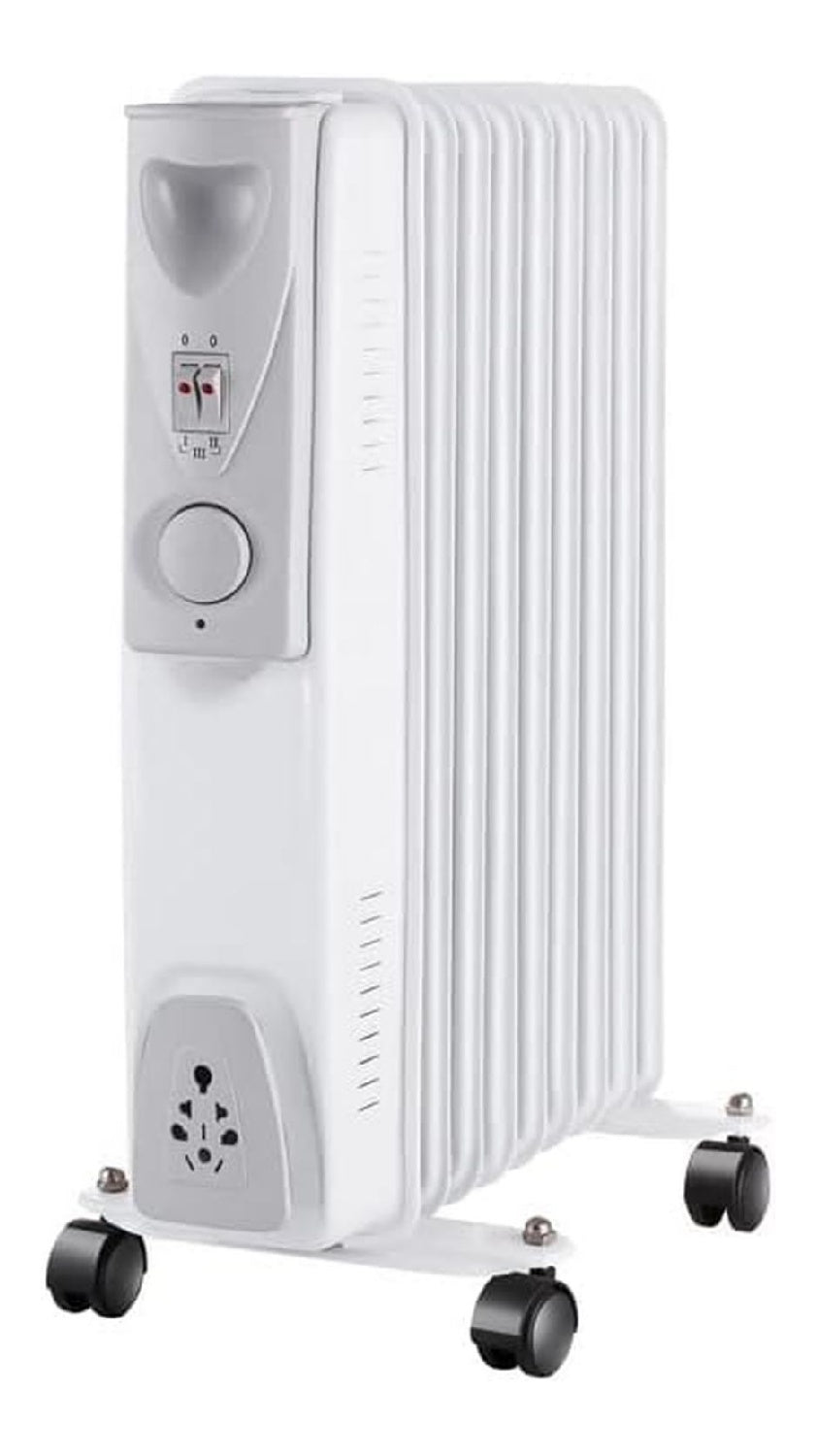 Radiateur bain d'huile 9 elements 2000W thermostat reglable mobile