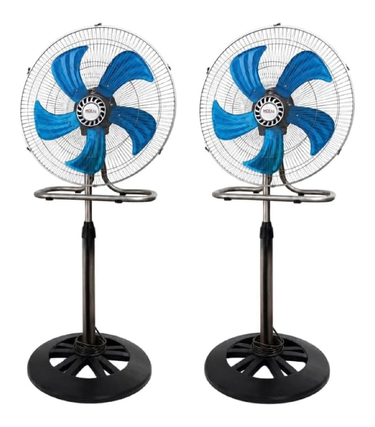 Ventilateur 3-en-1 sur pied table mur lot de 2 5 pales acier 75W tete orientable
