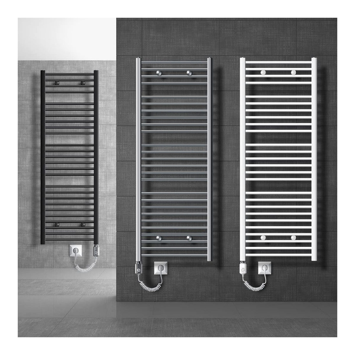Seche-serviettes electrique droit 600 x 1500 mm 1200 W