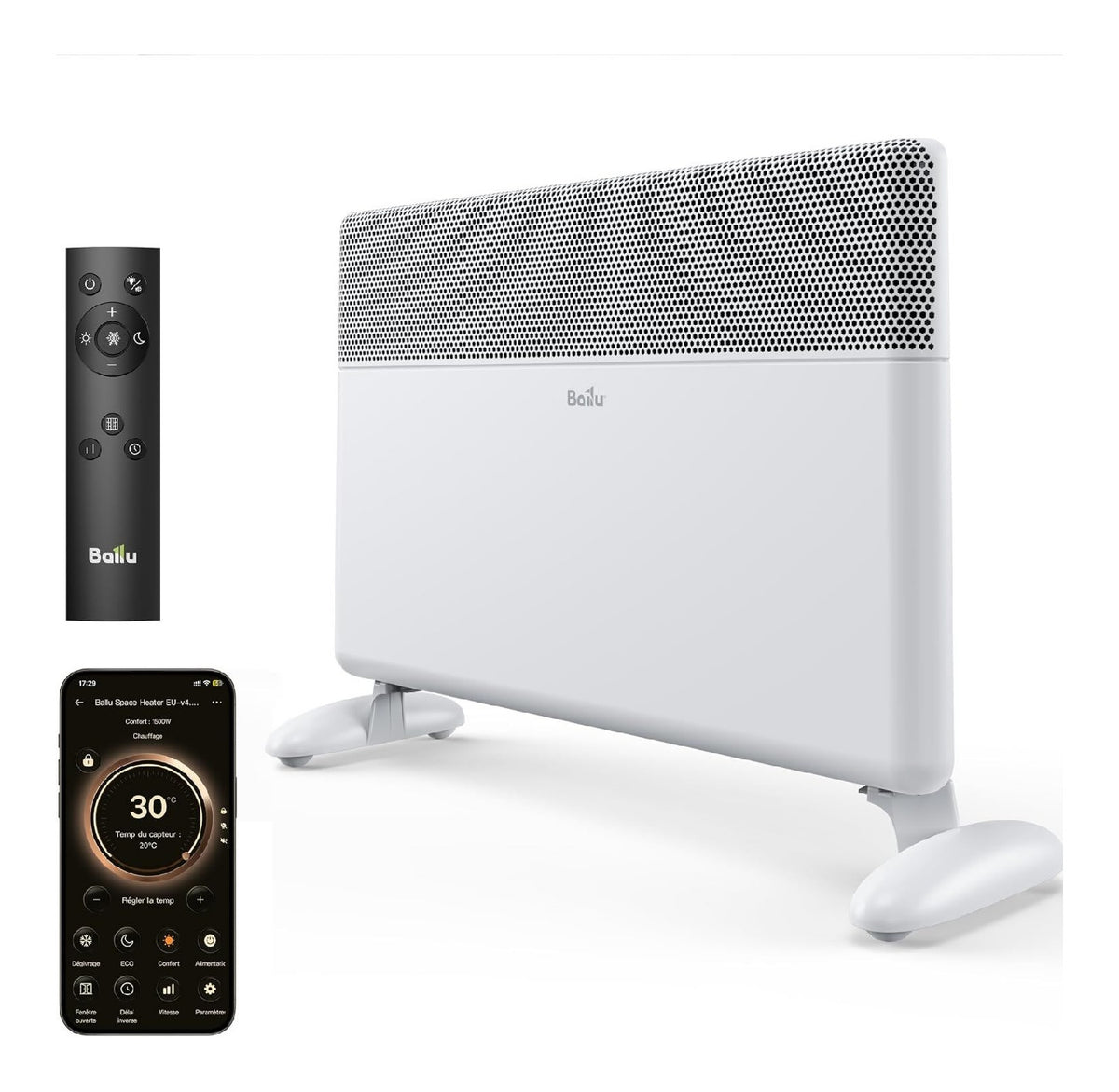 Convecteur mobile 2000 W double usage mural et sur roulettes