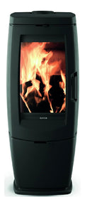 Poele bois fonte 10kW vision verticale 80-200m2 buche 50cm
