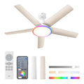 Ventilateur plafond intelligent 132 cm APP Alexa 12 vitesses LED dimmable RGBIC