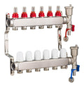 Collecteur inox 6 circuits debitmetres entraxe 50 mm reversible