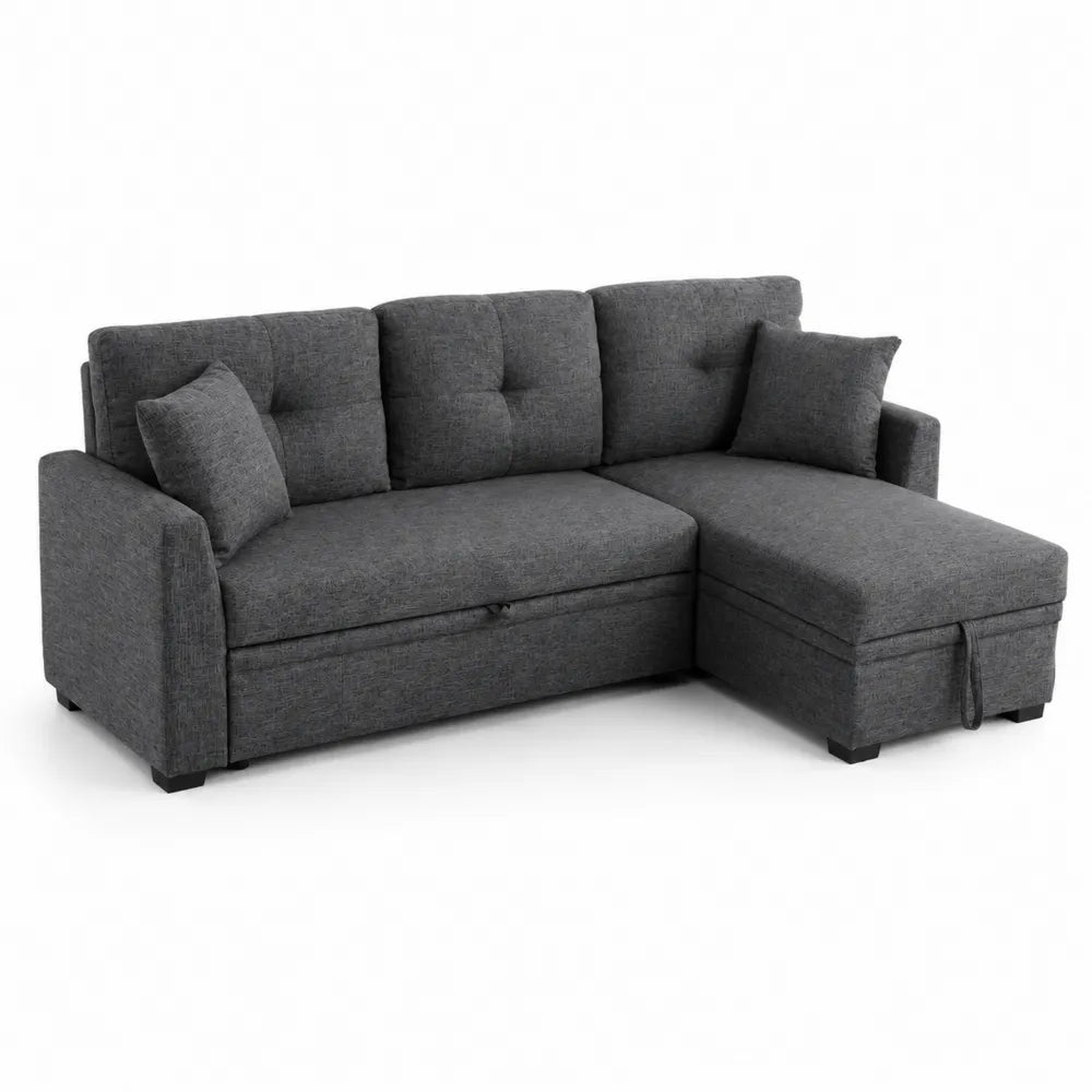Sof¨¢ chaiselongue en L gris oscuro de poli¨¦ster y espuma viscoel¨¢stica 230