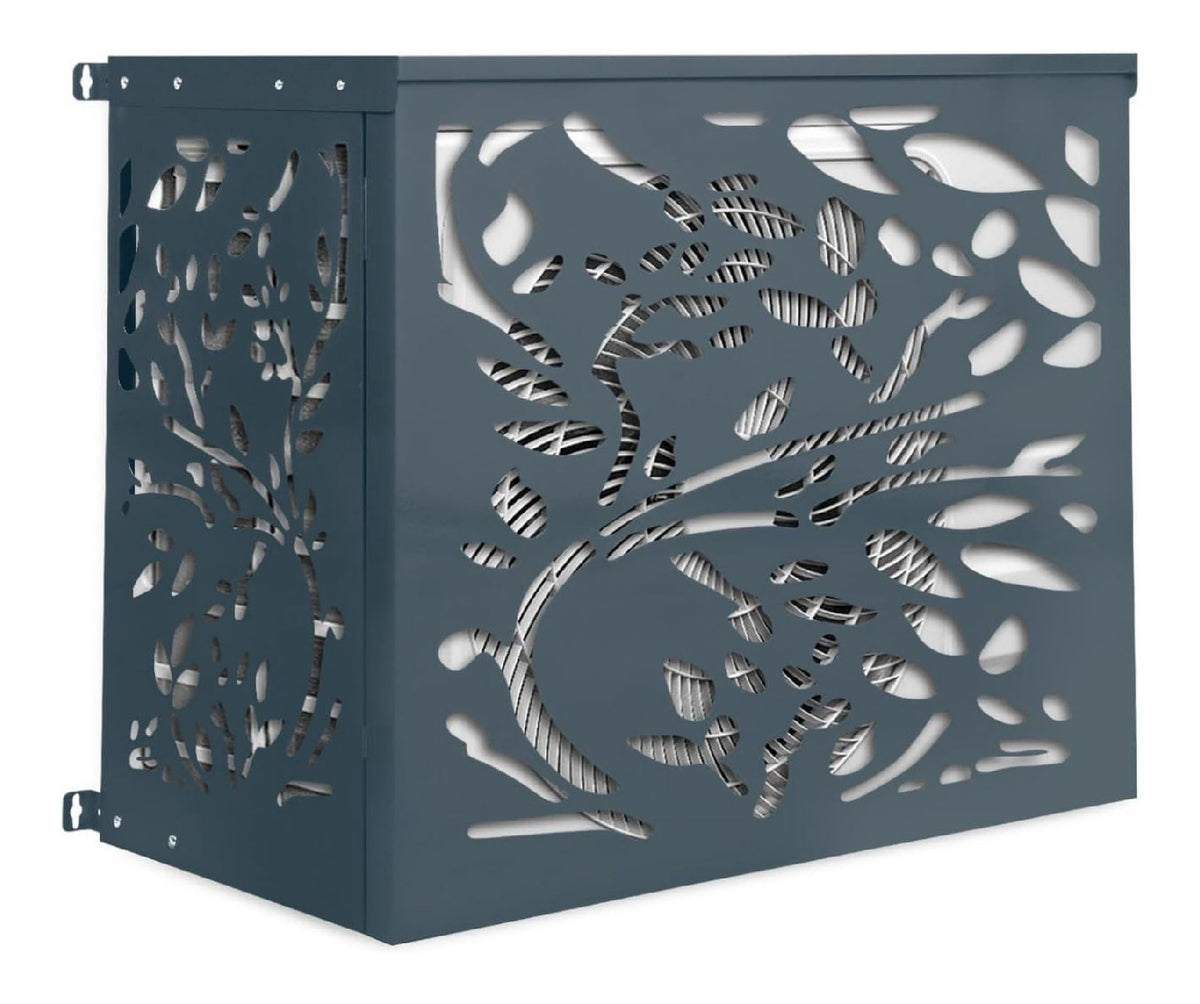 Cache climatiseur exterieur acier gris anthracite profondeur reglable