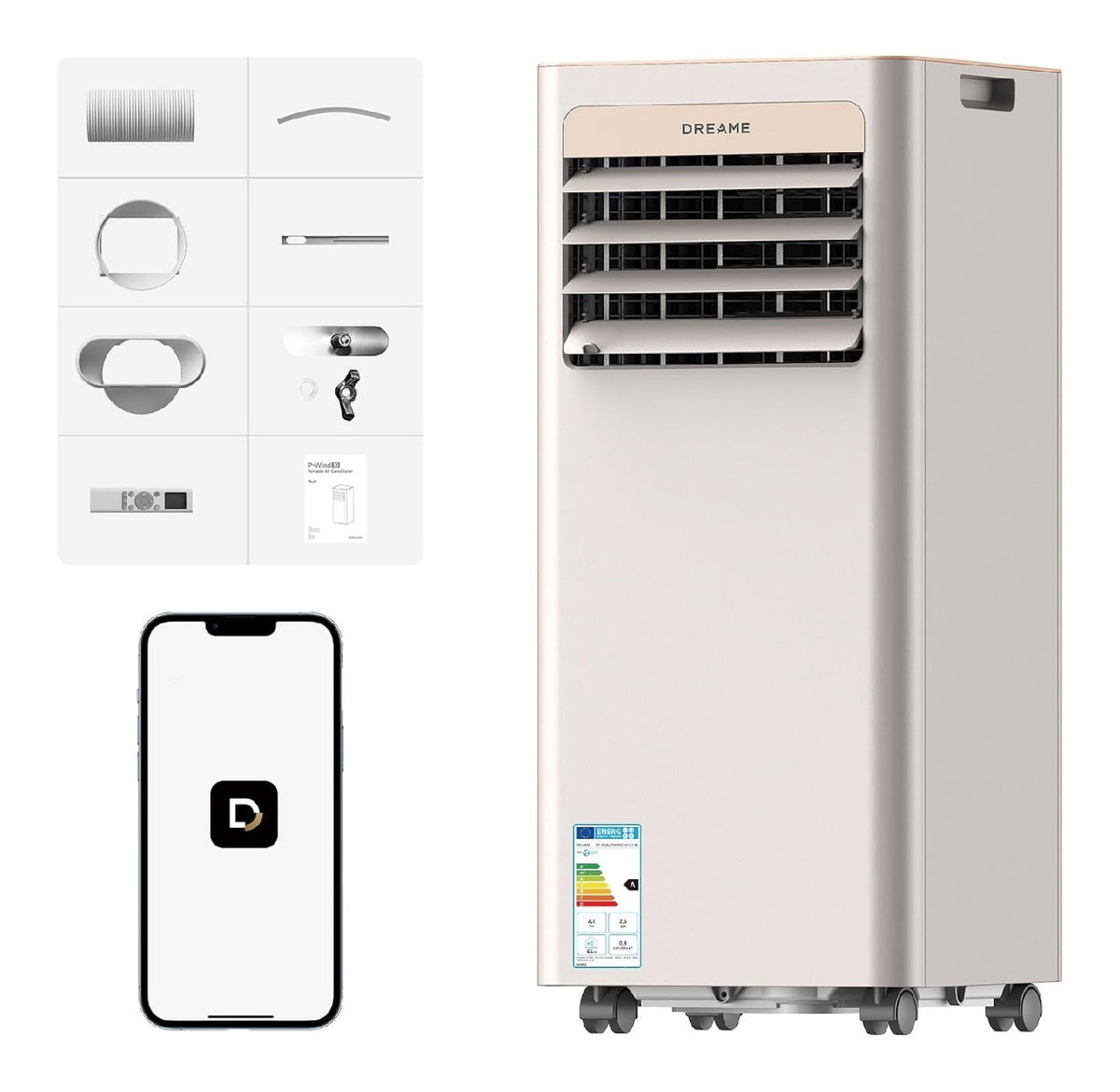 Climatiseur Mobile 9000 BTU 3 en 1 Compact Controle Wi-Fi Application Minuterie 24 h