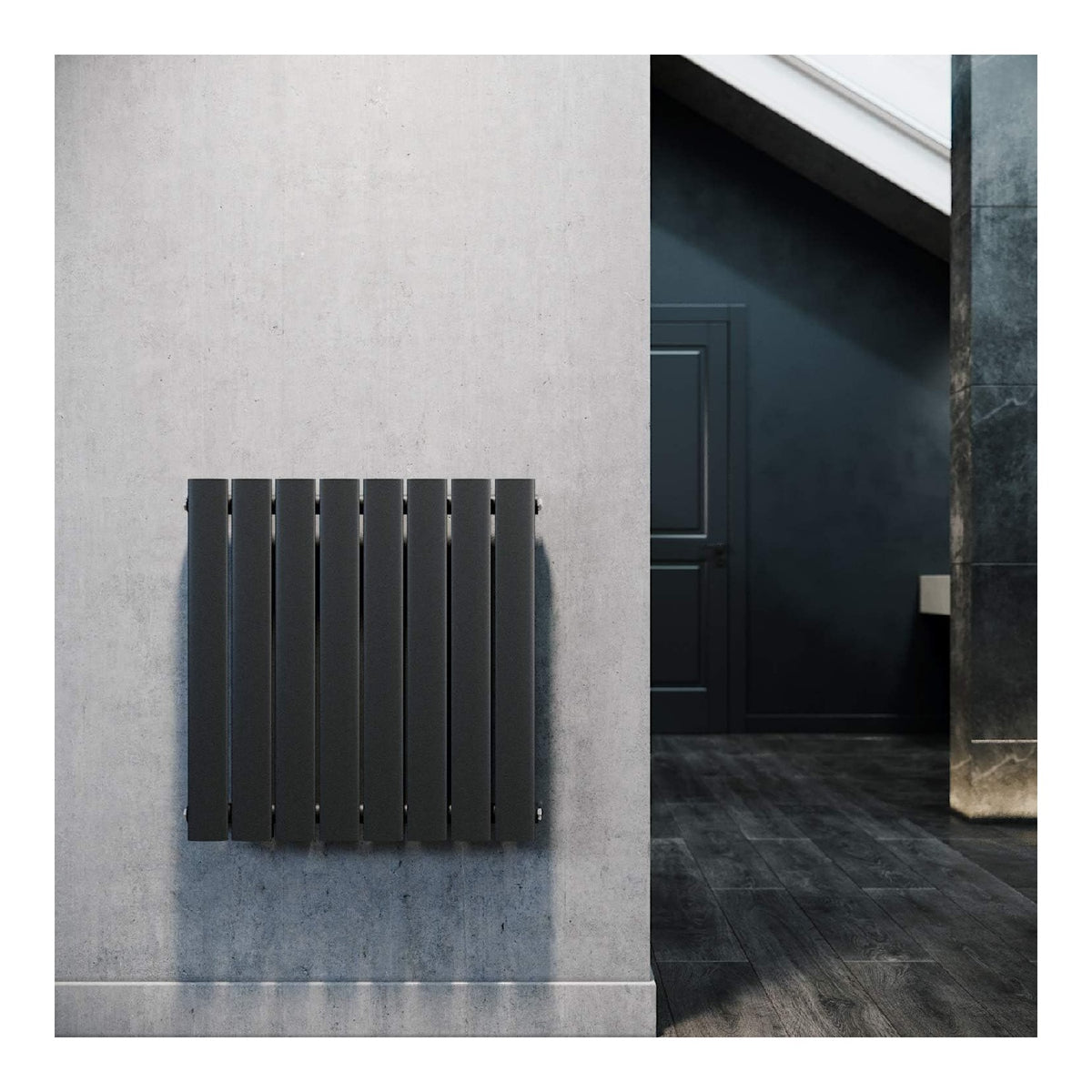 Radiateur panneau horizontal anthracite 630x616 mm simple couche