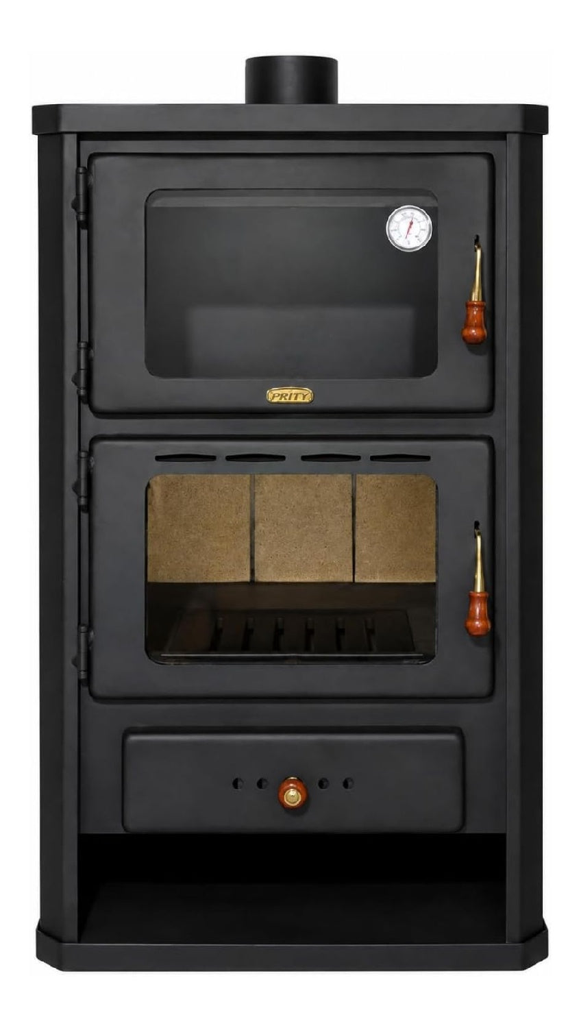 Poele a bois 14kW avec four chauffage cuisson chambre refractaire