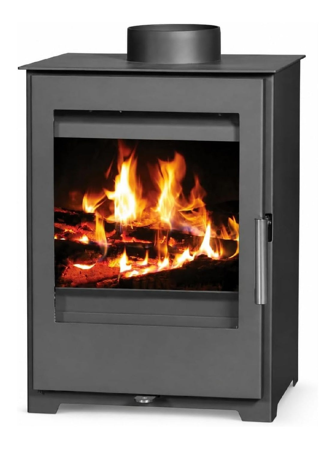 Poele a bois angle 5kW fonte granule rendement 80% economique A
