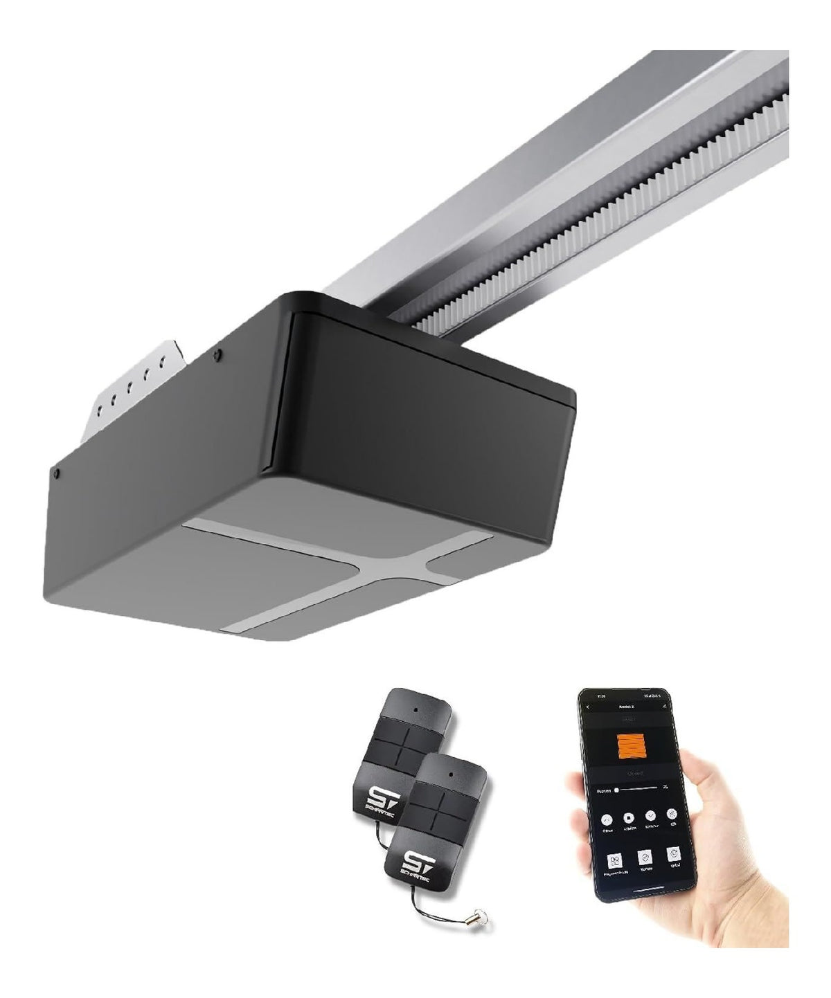Moteur porte garage 600N rail telecommandes Wi-Fi appli ventilation 240mm/s
