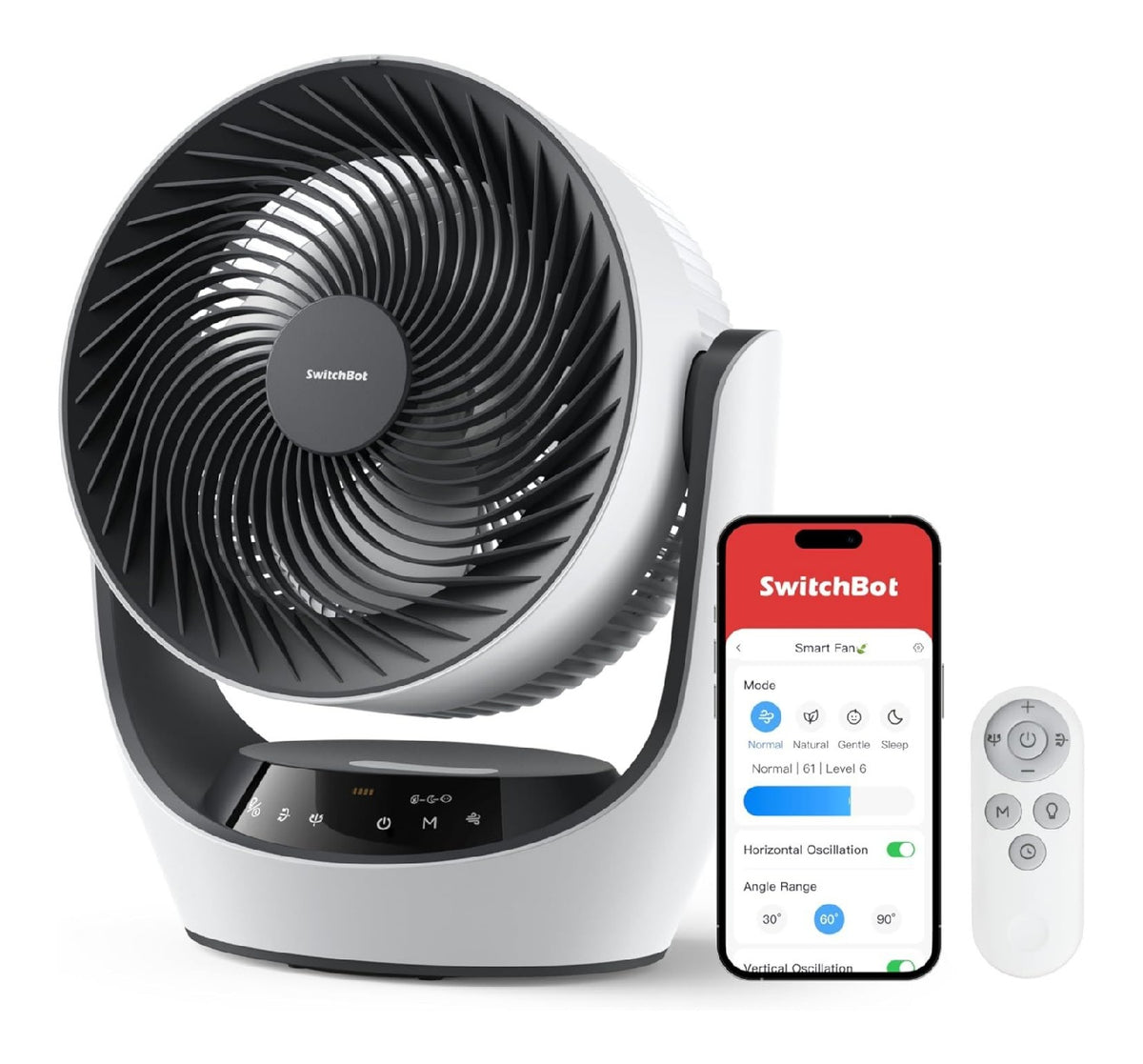 Ventilateur circulateur batterie USB 24 dB 4 modes telecommande APP Alexa 3600mAh