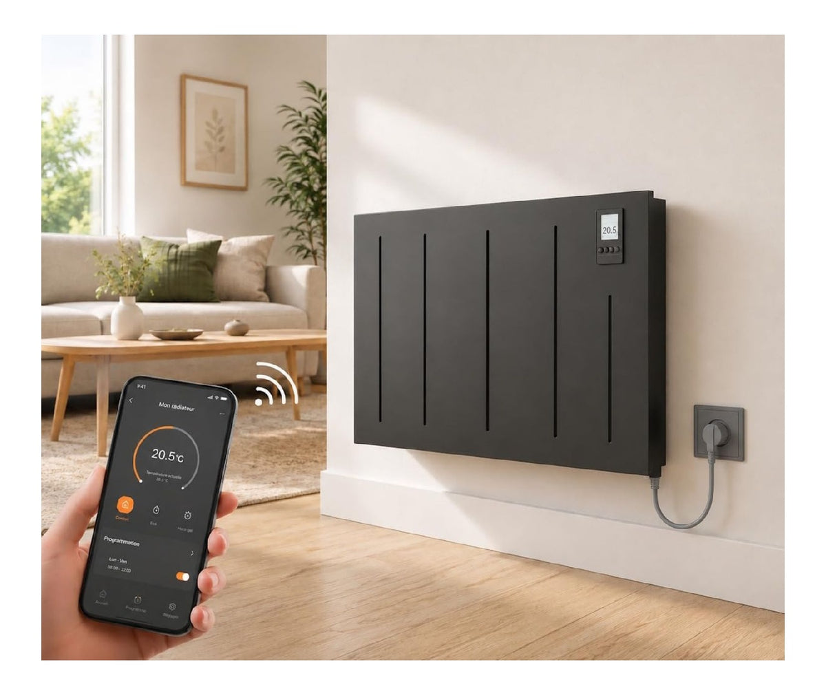 Radiateur double coeur ceramique 2000 W connecte