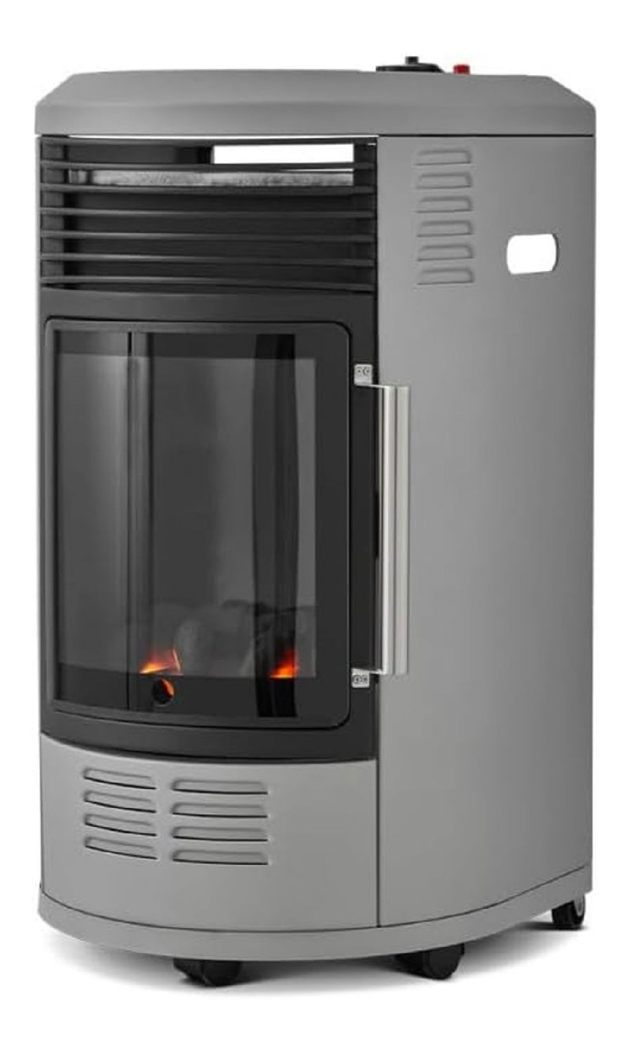 Poele gaz Infrableu gris 6 positions thermostat flammes cheminee 40m2