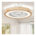 Ventilateur plafond 50 cm LED RGBW bois naturel telecommande 6 vitesses reversible