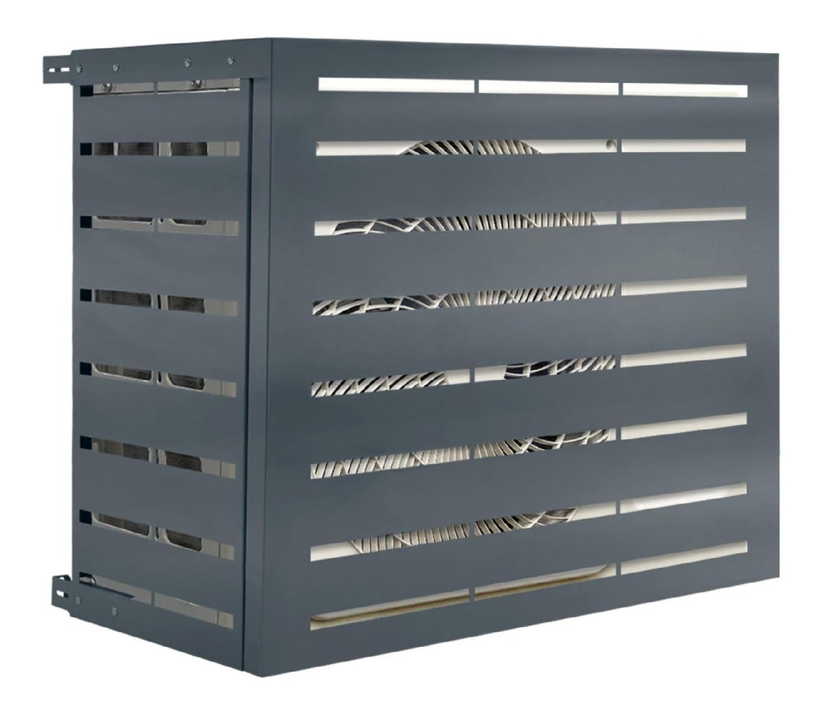 Cache climatiseur exterieur metal gris anthracite ajustable 95x50x80