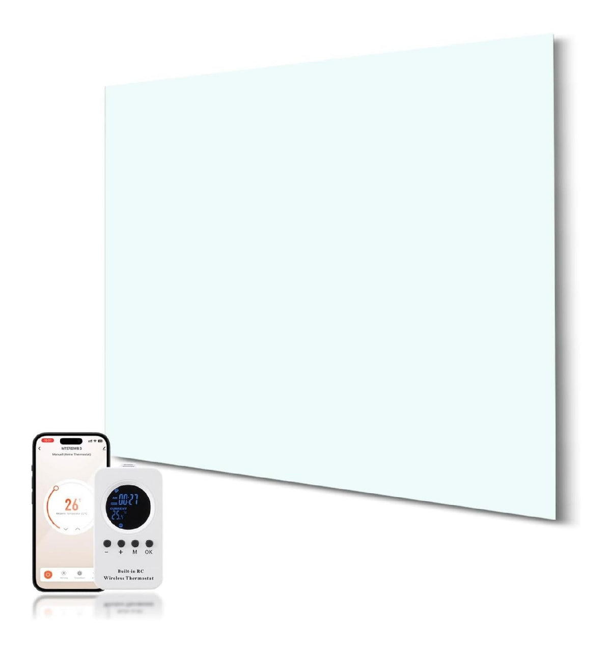 Panneau infrarouge verre 300 W montage mural rapide