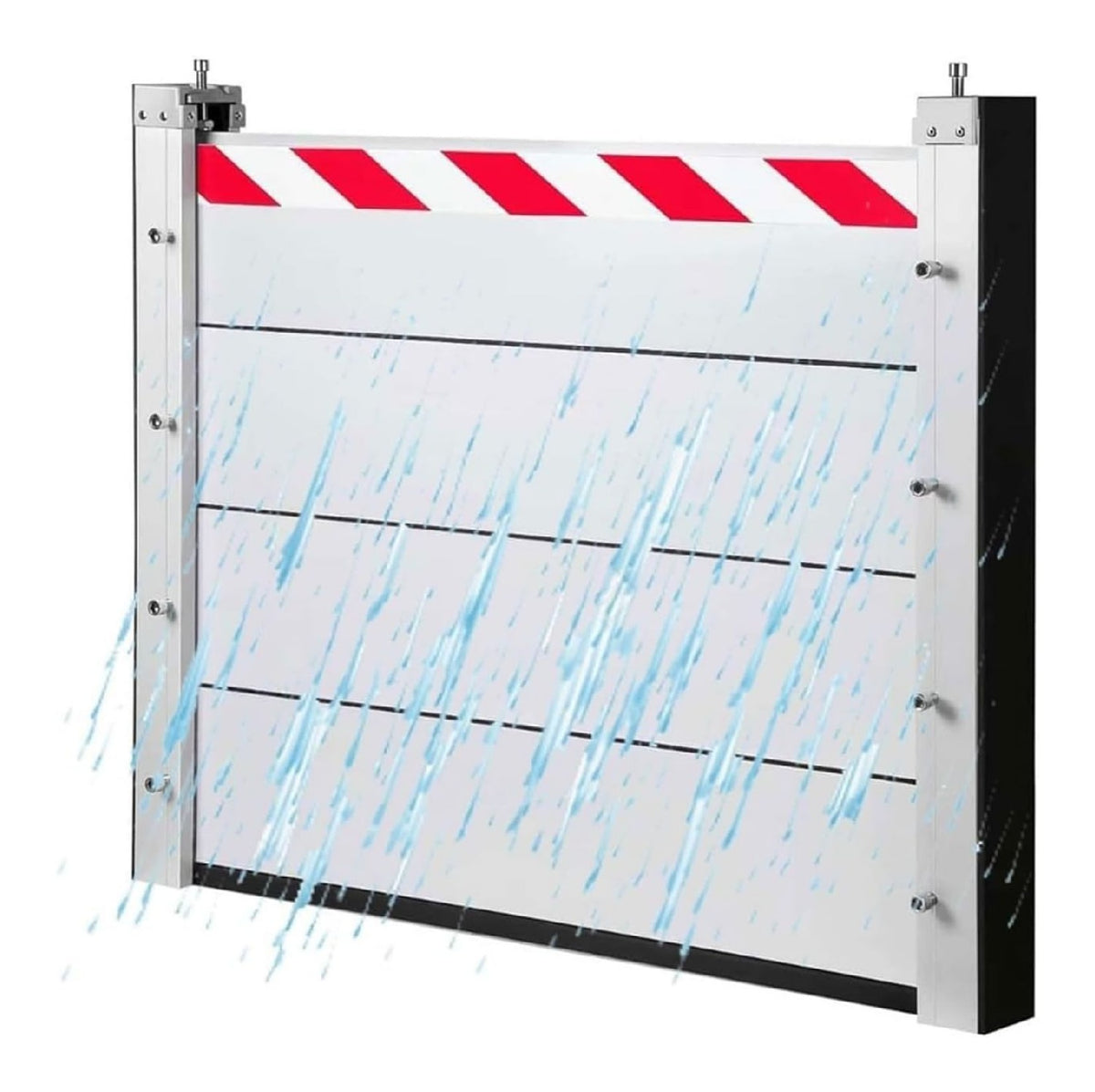 Barriere anti-inondation aluminium 112x20 cm bande reflexion rouge blanche reutilisable