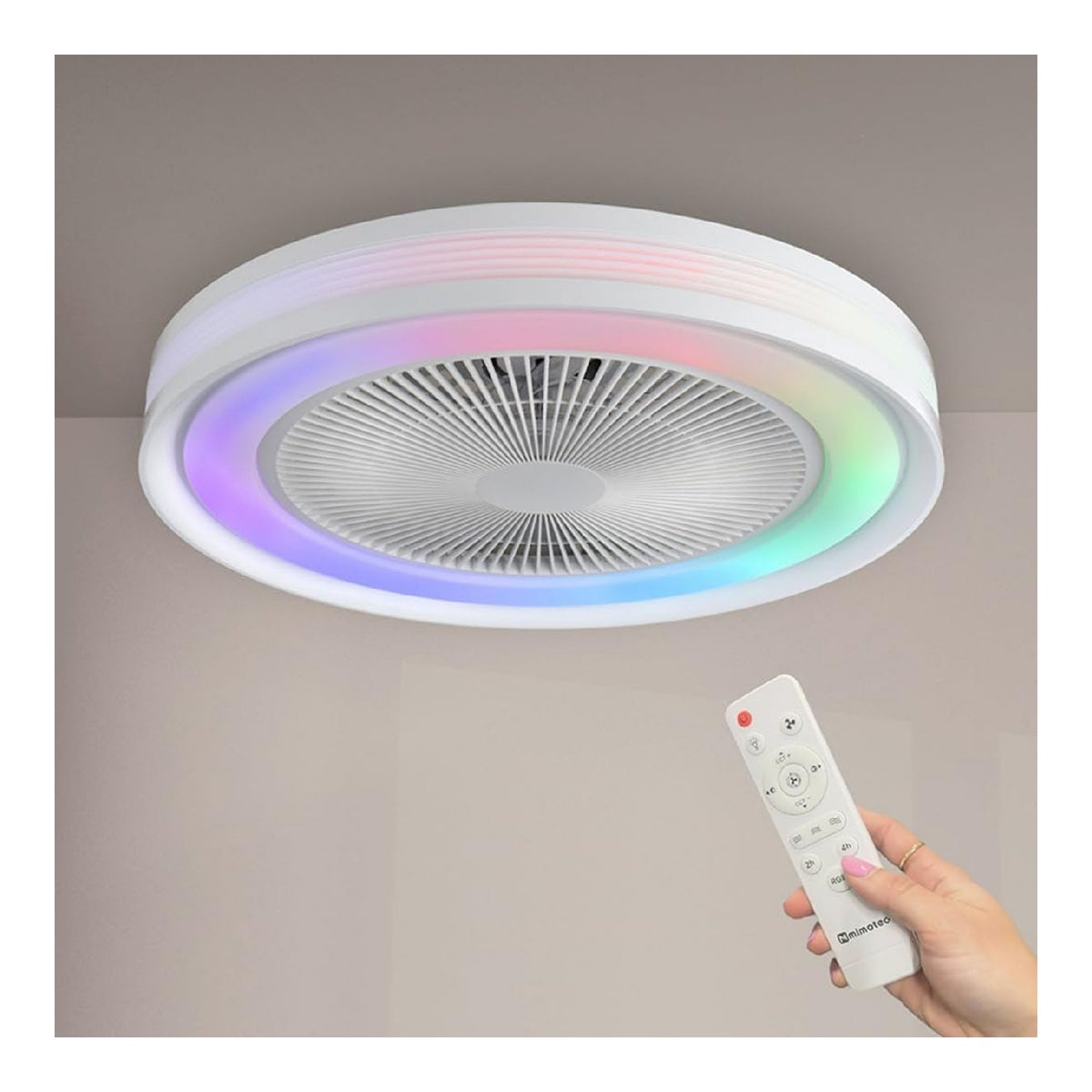 Ventilateur plafond LED RGB dimmable telecommande 3000K-6000K ete hiver chambre