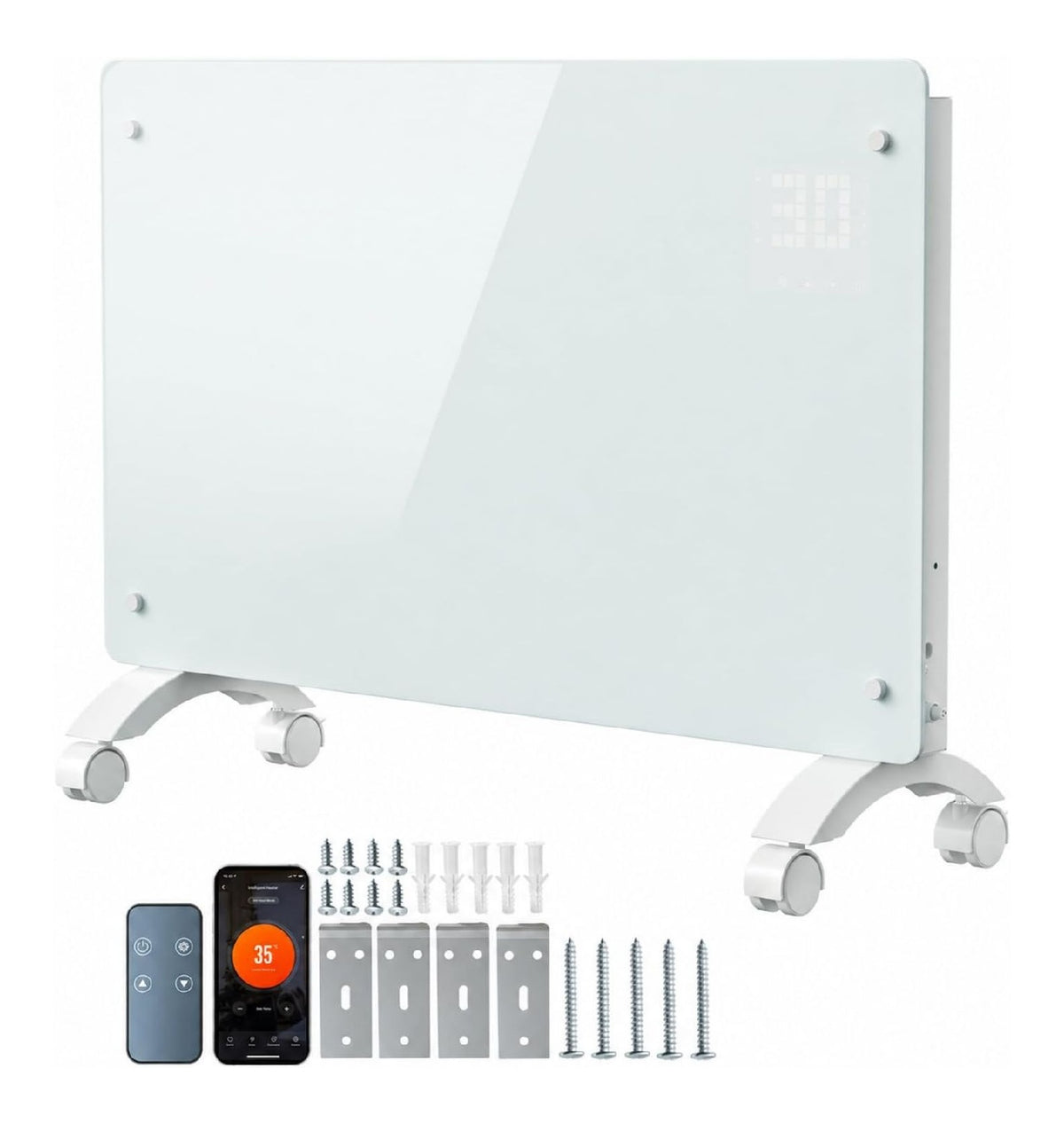 Convecteur verre 2500 W Wi-Fi mural mobile roues
