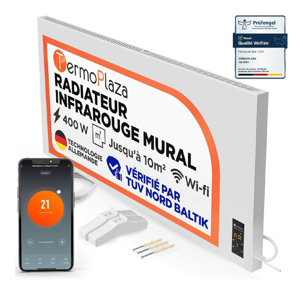 Panneau infrarouge 400 W mural basse consommation certifie