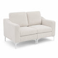 Sof¨¢ de dos plazas de terciopelo beige con pata