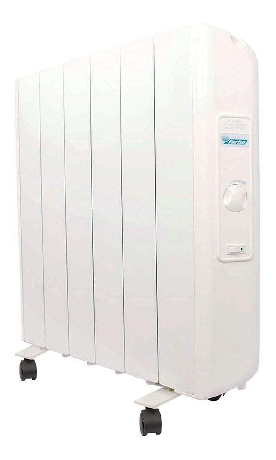 Radiateur inertie fluide 6 elements 1000 W analogique roues