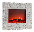 Cheminee murale 1800 W effet flamme cadre bois 4 luminosites