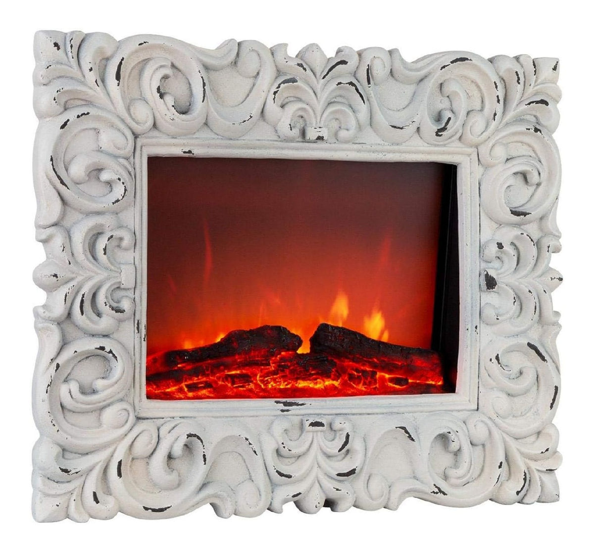 Cheminee murale 1800 W effet flamme cadre bois 4 luminosites