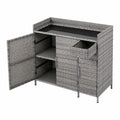 Mueble de exterior de rat¨¢n sint¨¦tico gris con estante