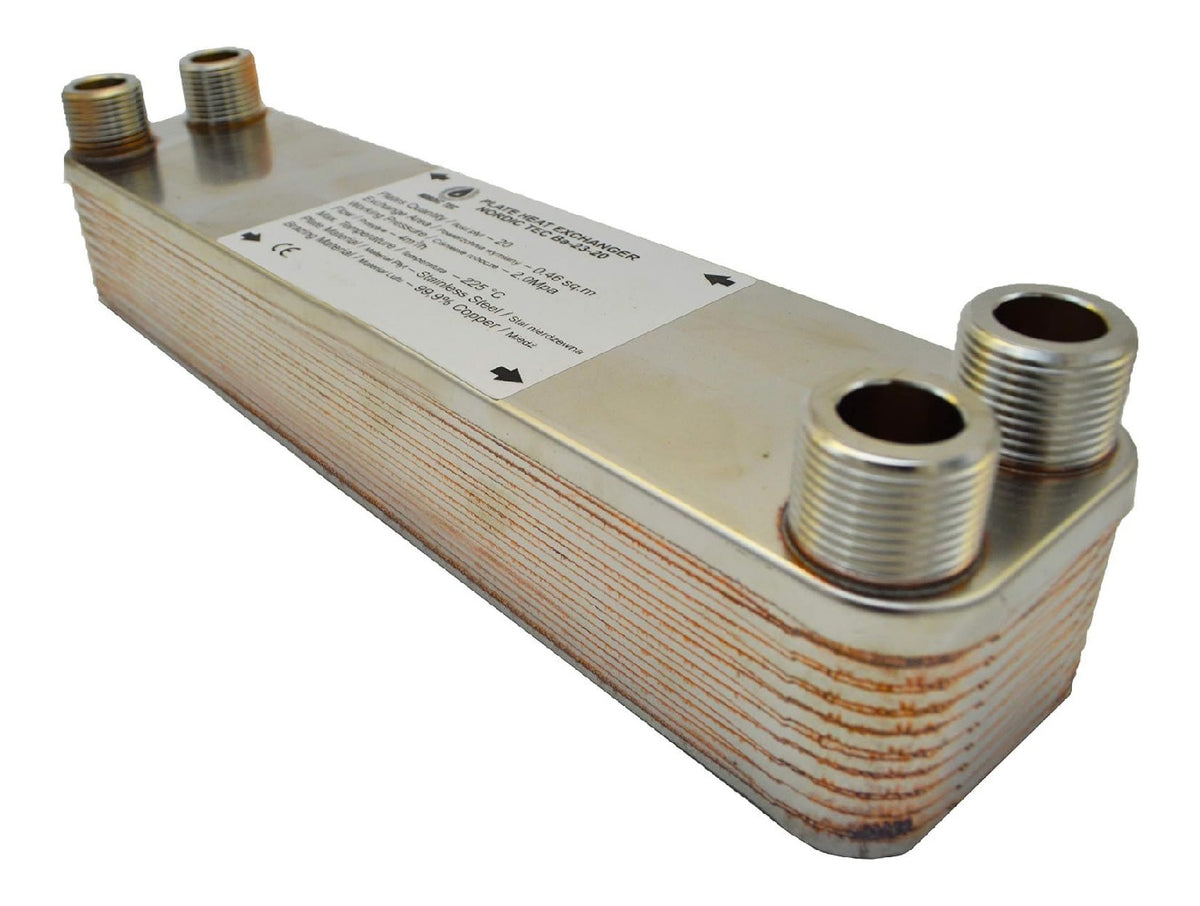 Echangeur plaques inox 20 plaques 90 kW 3/4 pouce